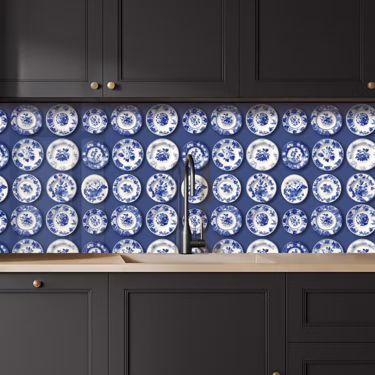 Borden - Floraal - Blauw keuken achterwand 2 middel 871 -sfeer1
