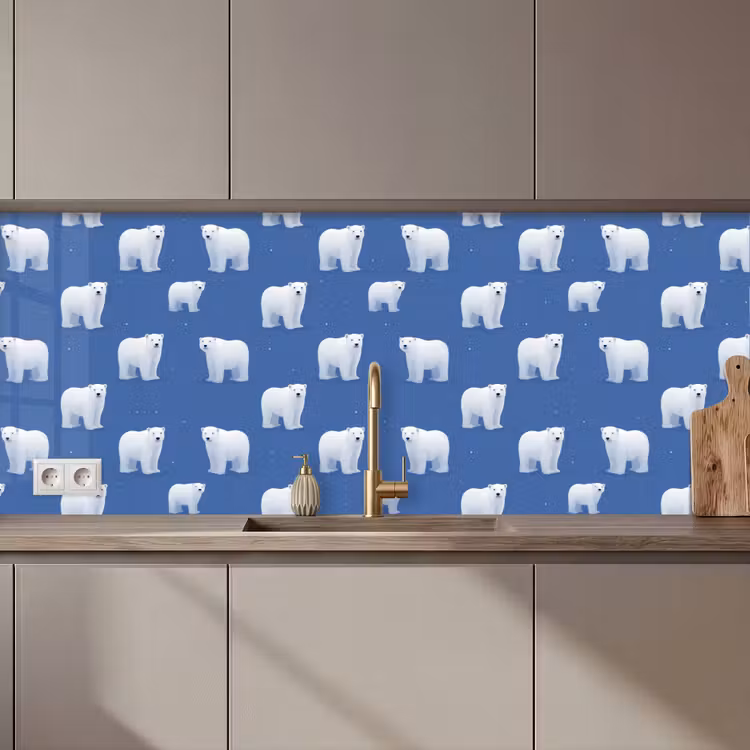 IJsbeer - Patroon - Blauw keuken achterwand 2 middel 871 zz_3dshopping