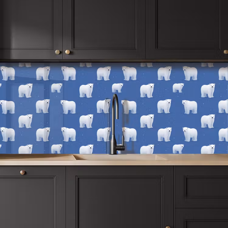 IJsbeer - Patroon - Blauw keuken achterwand 2 middel 871 -sfeer1