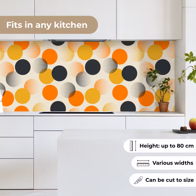 Polkadot - Design - Retro - Oranje keuken achterwand 2 middel 871 -sfeer4_UK