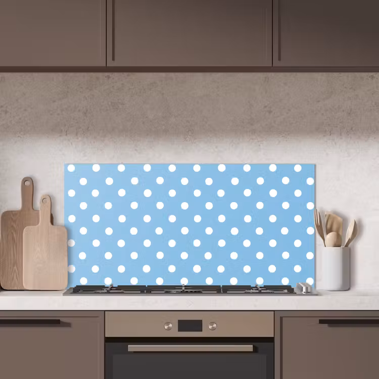 Polka - Dots - Blauw keuken achterwand spatscherm middel 899 -sfeer2