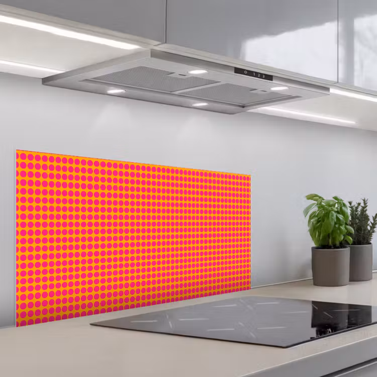 Stippen - Patroon - Oranje keuken achterwand spatscherm middel 899 -3d_schuin