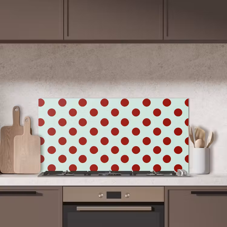 Polka - Dots - Rood keuken achterwand spatscherm middel 899 -sfeer2