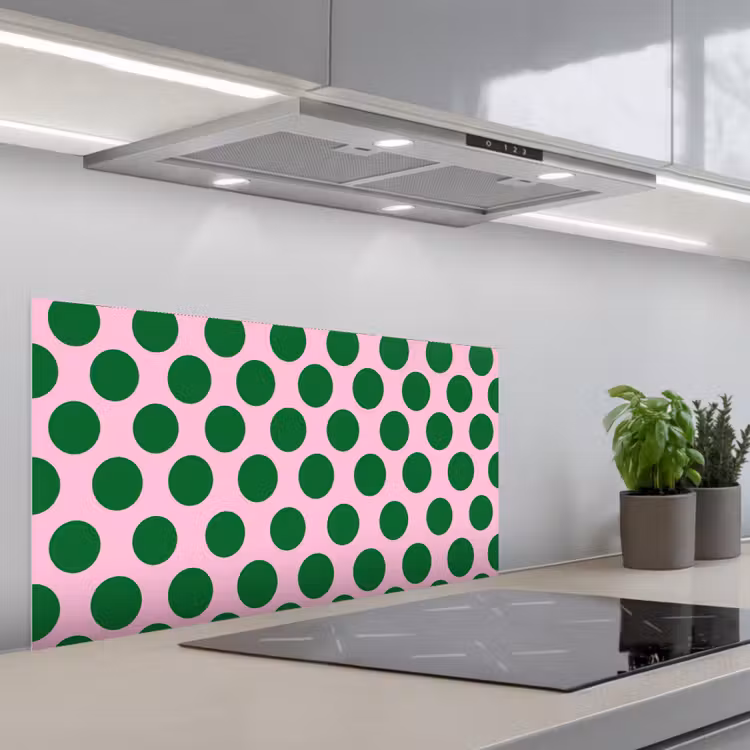 Polkadots - Patroon - Groen keuken achterwand spatscherm middel 899 -3d_schuin