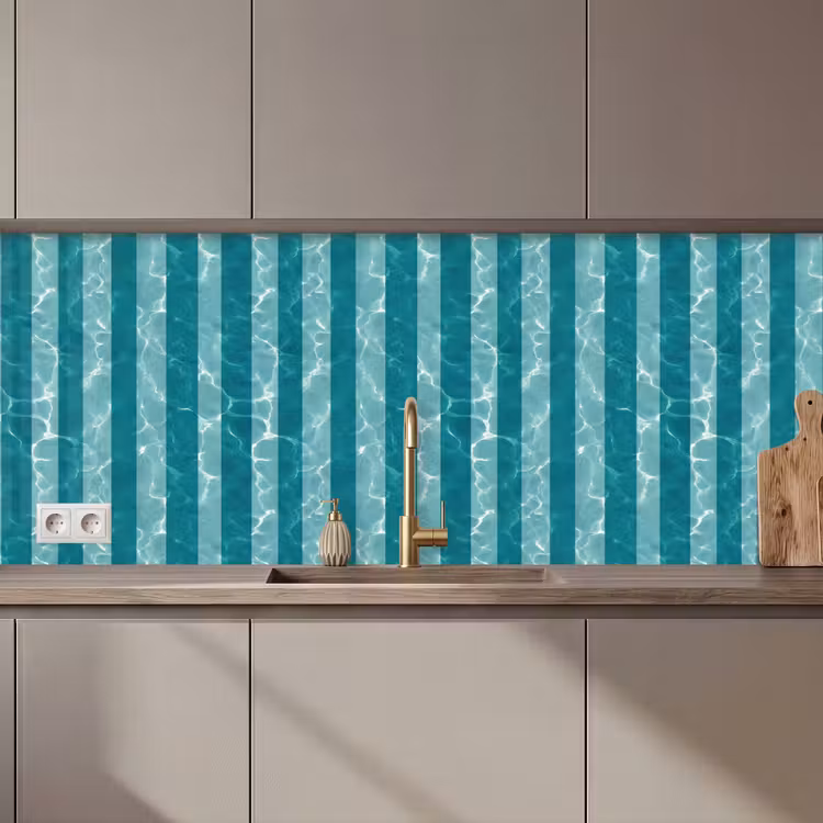 Zwembad - Strepen - Groen keuken achterwand 2 middel 871 zz_3dshopping