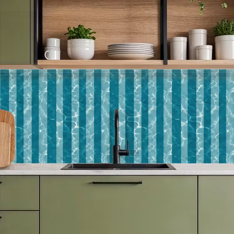 Zwembad - Strepen - Groen keuken achterwand 2 middel 871 -sfeer3