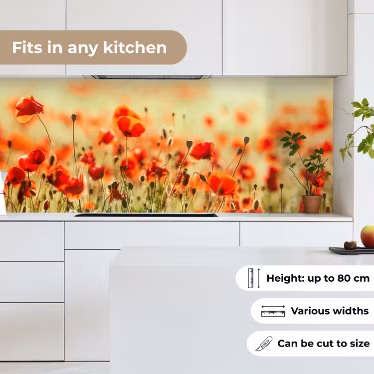 Klaprozen - Bloemen - Rood - Bloemenveld keuken achterwand 2 middel -sfeer4_UK