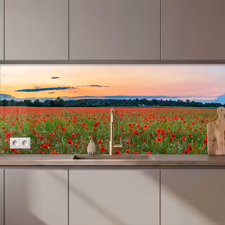 Klaprozen - Landschap - Rood - Bloemen keuken achterwand 2 middel zz_3dshopping