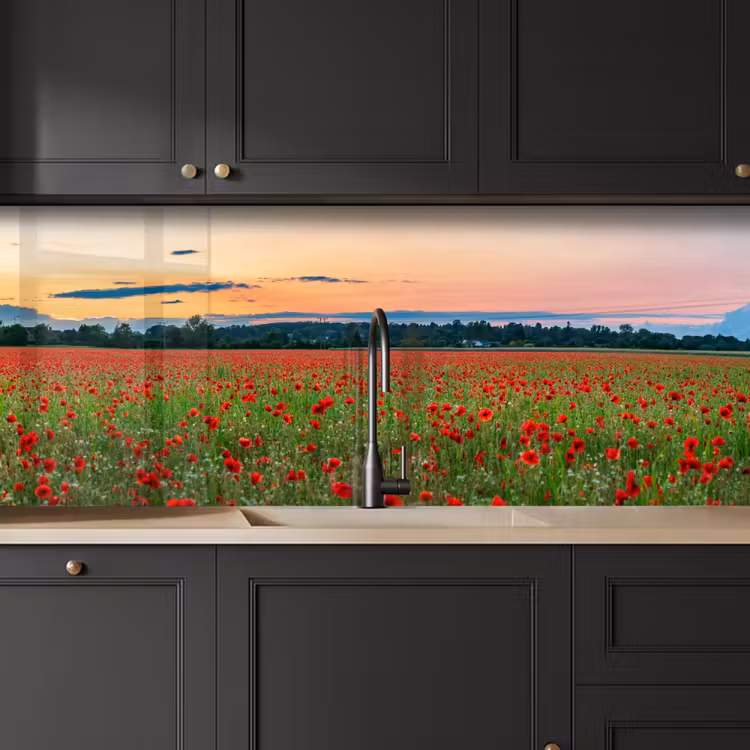 Klaprozen - Landschap - Rood - Bloemen keuken achterwand 2 middel -sfeer1