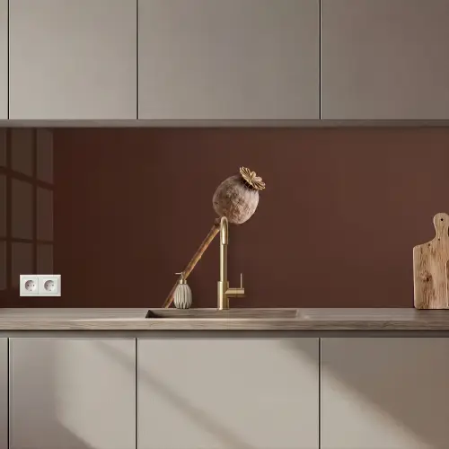 Papaverbol - Droogbloem - Bruin - Minimalistisch keuken achterwand 2 middel zz_3dshopping