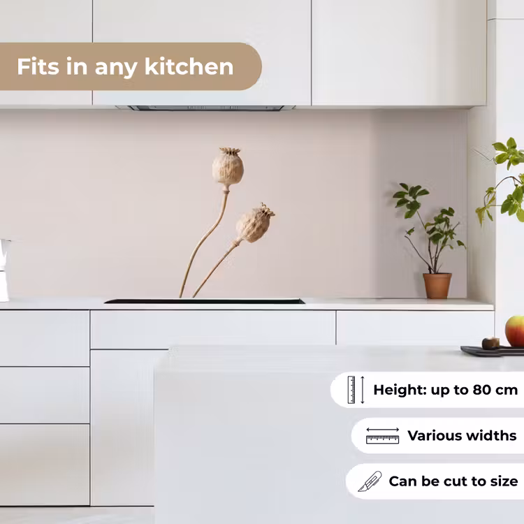 Papaverbollen - Droogbloemen - Minimalistisch - Beige - Rustig keuken achterwand 2 middel -sfeer4_UK