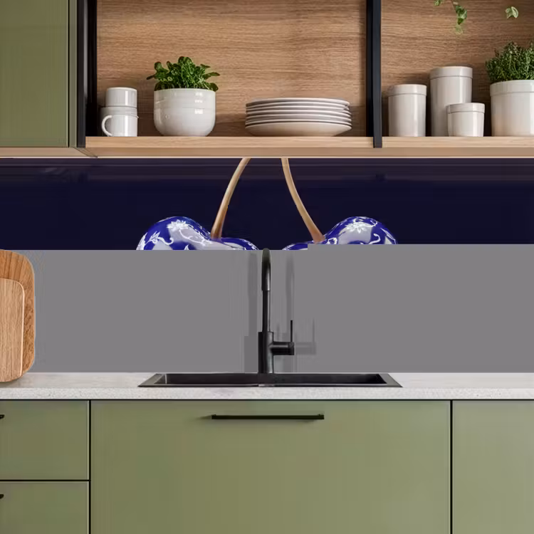 Porselein- Kersen - Delfts - Blauw keuken achterwand 2 middel -sfeer3