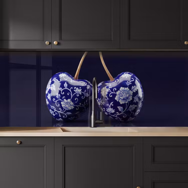 Porselein- Kersen - Delfts - Blauw keuken achterwand 2 middel -sfeer1