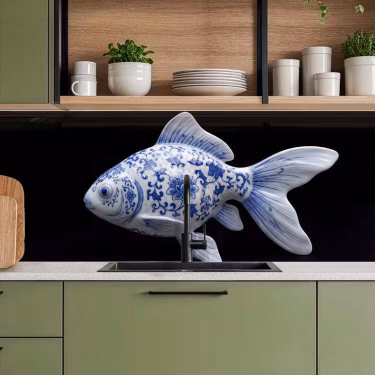 Porselein - Goudvis - Delfts - Blauw keuken achterwand 2 middel -sfeer3