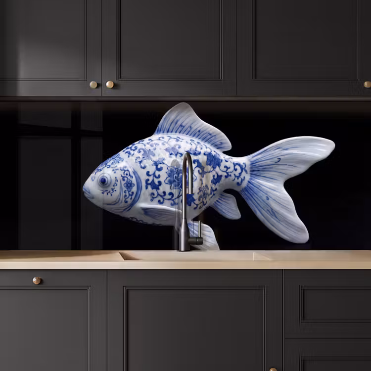 Porselein - Goudvis - Delfts - Blauw keuken achterwand 2 middel -sfeer1