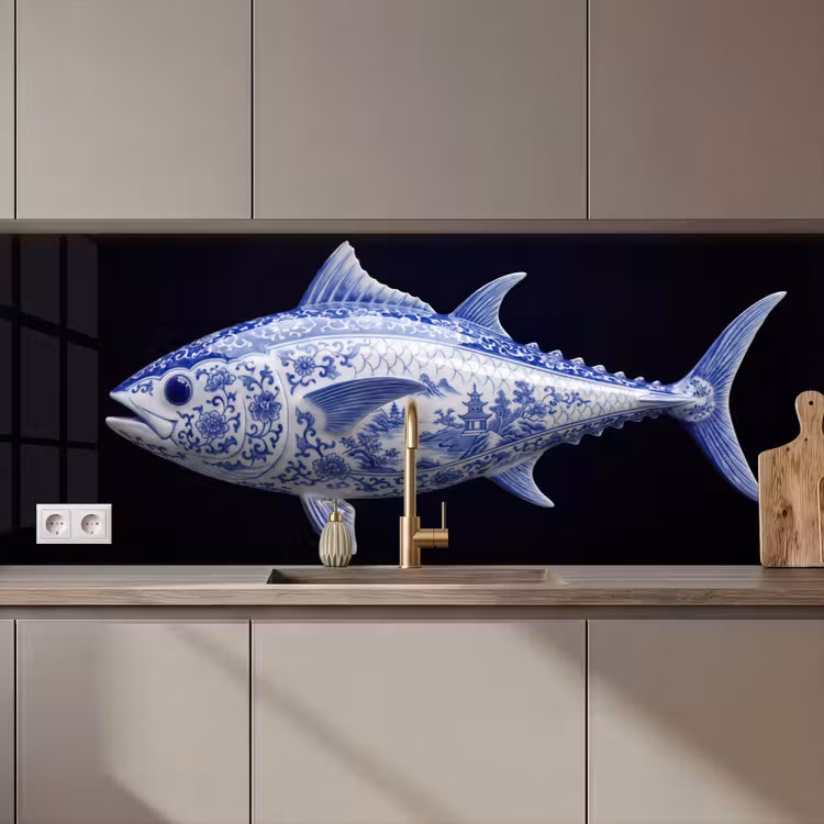 Porselein - Tonijn - Delfts - Blauw keuken achterwand 2 middel zz_3dshopping
