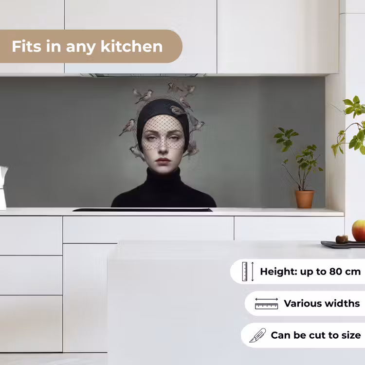 Portret - Vogels - Zwart keuken achterwand 2 middel -sfeer4_UK