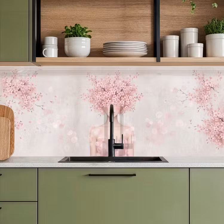 Portret - Kersenbloesem - Roze keuken achterwand 2 middel -sfeer3
