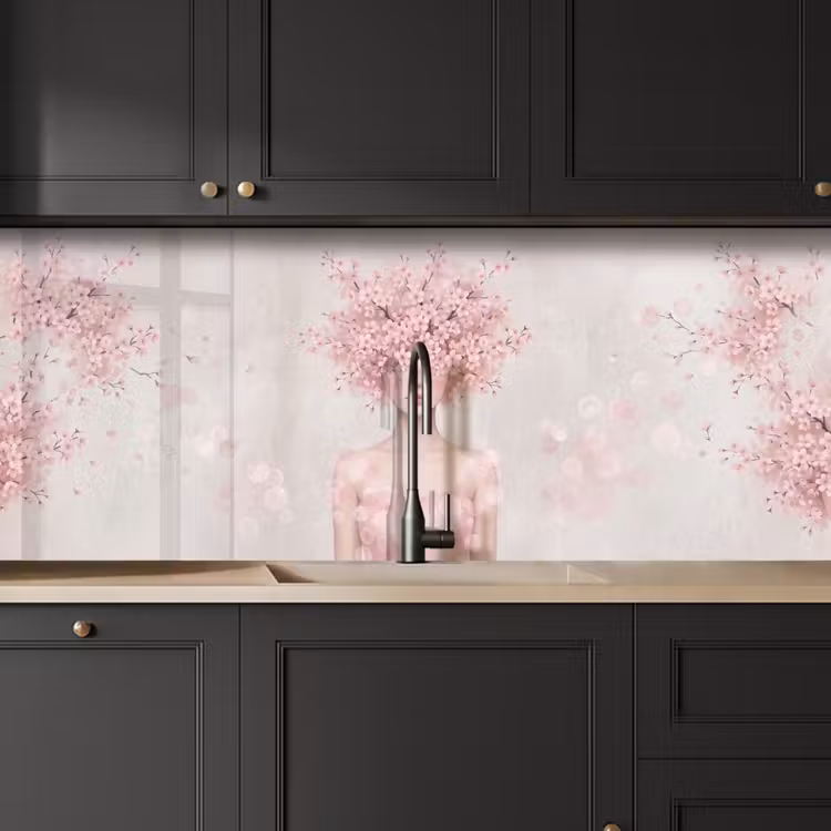 Portret - Kersenbloesem - Roze keuken achterwand 2 middel -sfeer1