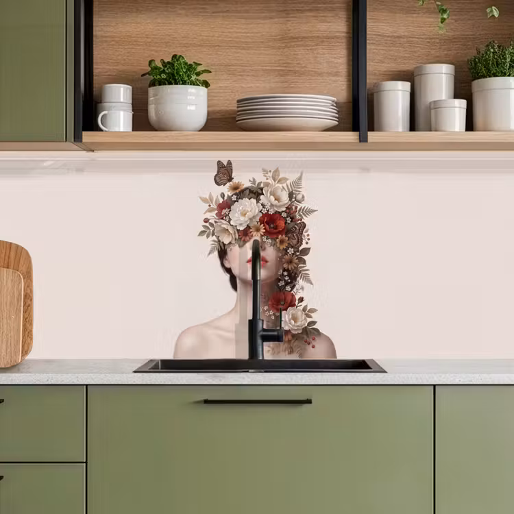 Portret - Bloemen - Cremé keuken achterwand 2 middel -sfeer3