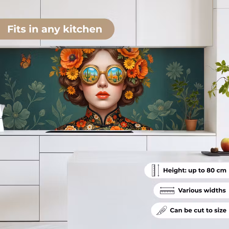 Portret - Vrouw - Kleurrijk - Expressief keuken achterwand 2 middel -sfeer4_UK