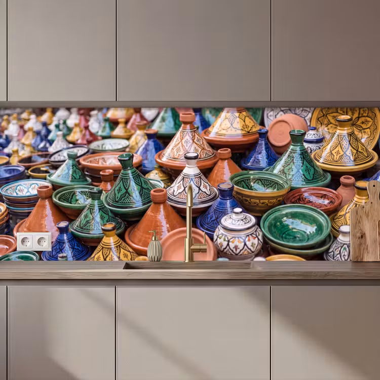 Kitchen Wall Splashback - Pottery - Colorful - Pattern - Aardewerk - Kleurrijk - Patroon keuken achterwand 2 middel zz_3dshopping