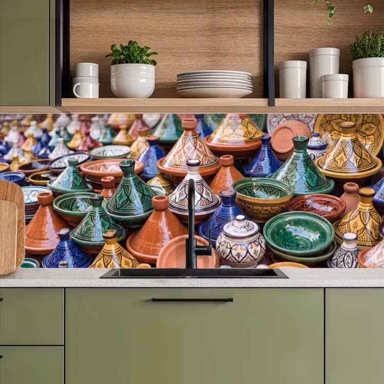 Kitchen Wall Splashback - Pottery - Colorful - Pattern - Aardewerk - Kleurrijk - Patroon keuken achterwand 2 middel