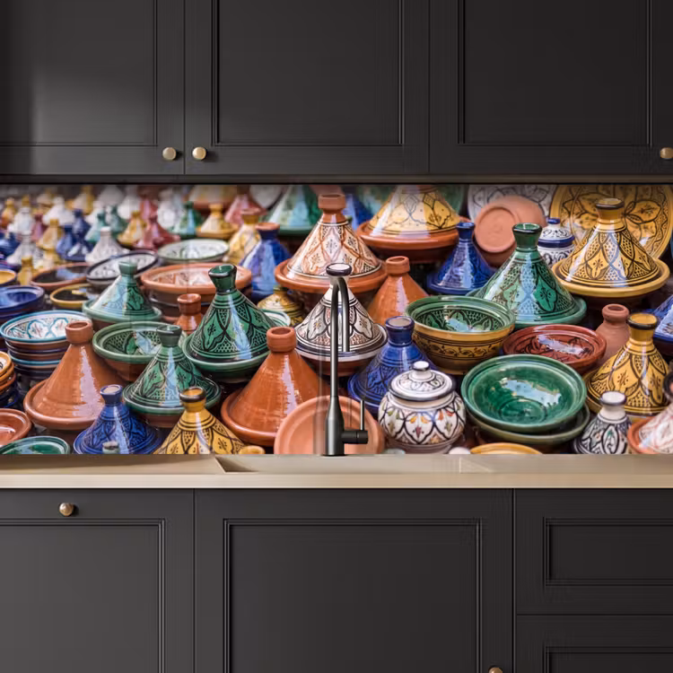 Kitchen Wall Splashback - Pottery - Colorful - Pattern - Aardewerk - Kleurrijk - Patroon keuken achterwand 2 middel