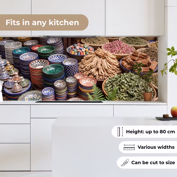 Kitchen Wall Splashback - Pottery - Oriental - Colorful - Aardewerk - Oosters - Kleurrijk keuken achterwand 2 middel