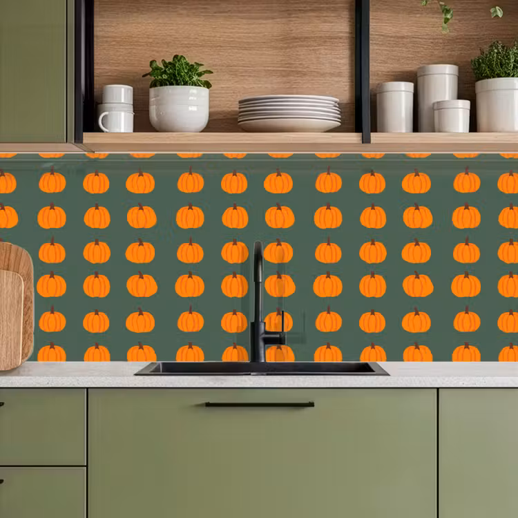 Pompoen - Patroon - Oranje keuken achterwand 2 middel 871 -sfeer3
