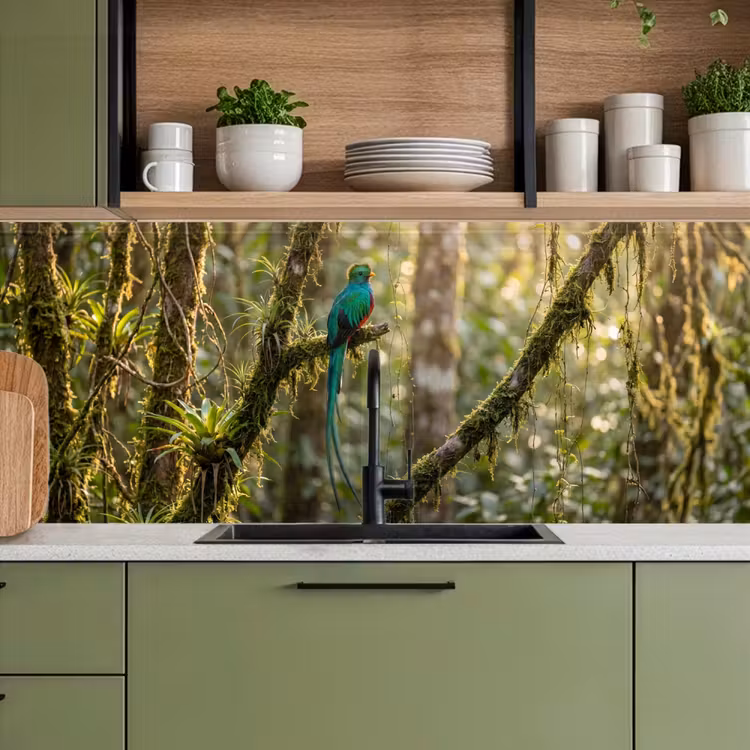 Quetzal - Jungle - Natuur - Groen keuken achterwand 2 middel -sfeer3