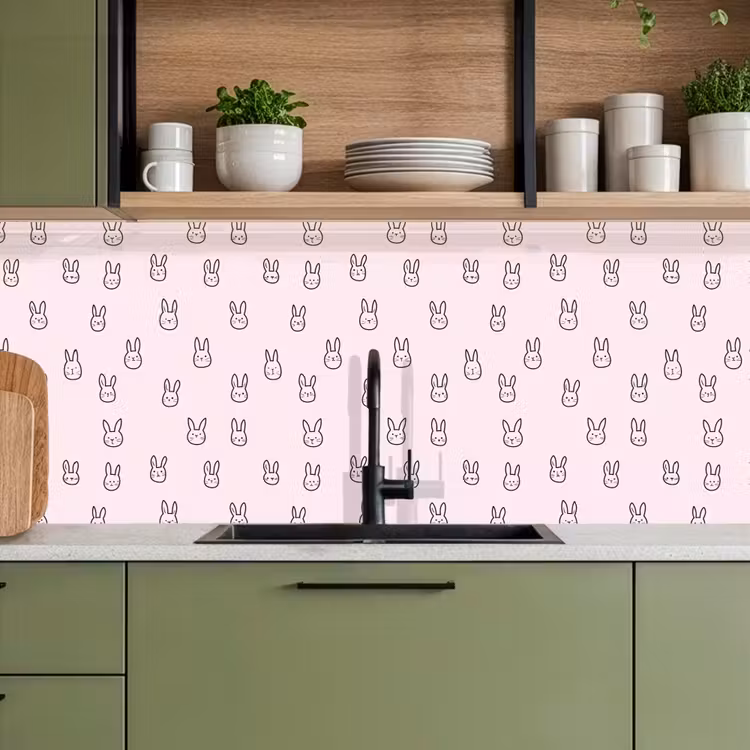 Konijnen - Minimalistisch - Roze keuken achterwand 2 middel 871 -sfeer3