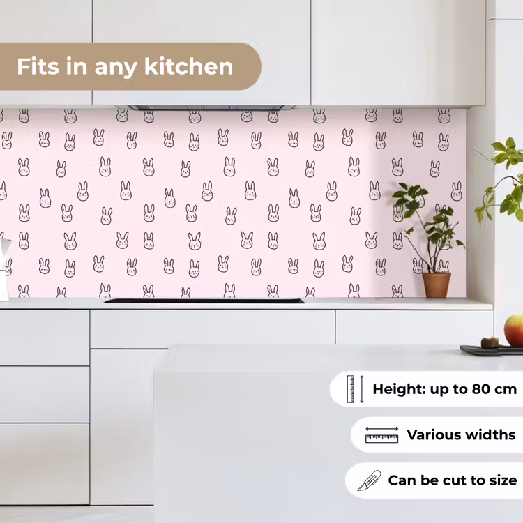 Konijnen - Minimalistisch - Roze keuken achterwand 2 middel 871 -sfeer4_UK