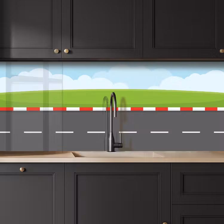 Racebaan - Illustratie - Sport - Kleurrijk keuken achterwand 2 middel -sfeer1