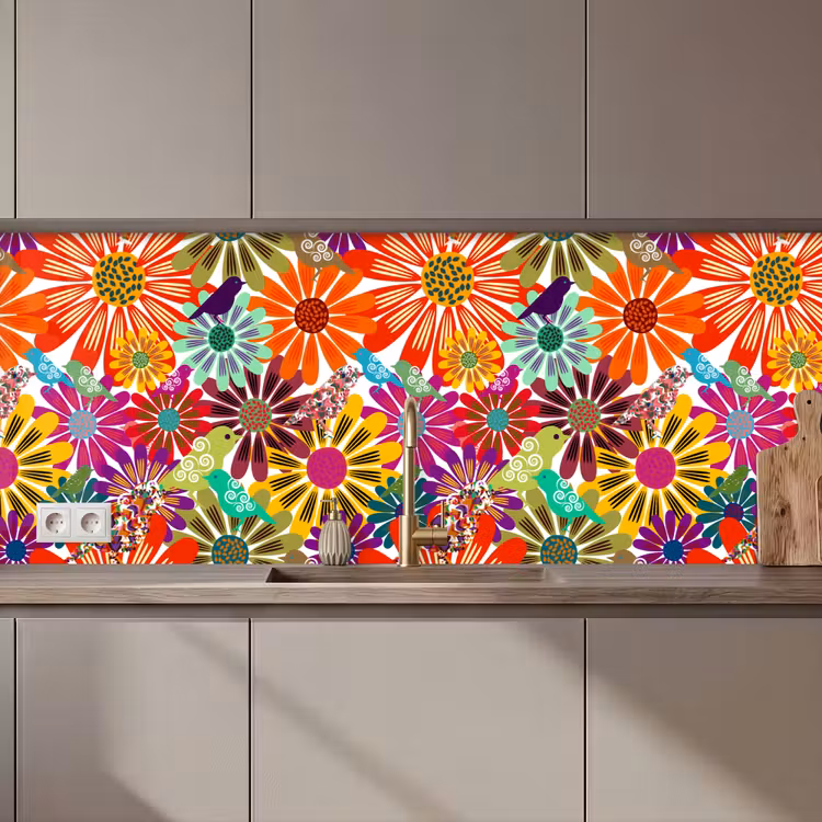 Regenboog - Bloemen - Patronen - Hippie keuken achterwand 2 middel 871 zz_3dshopping