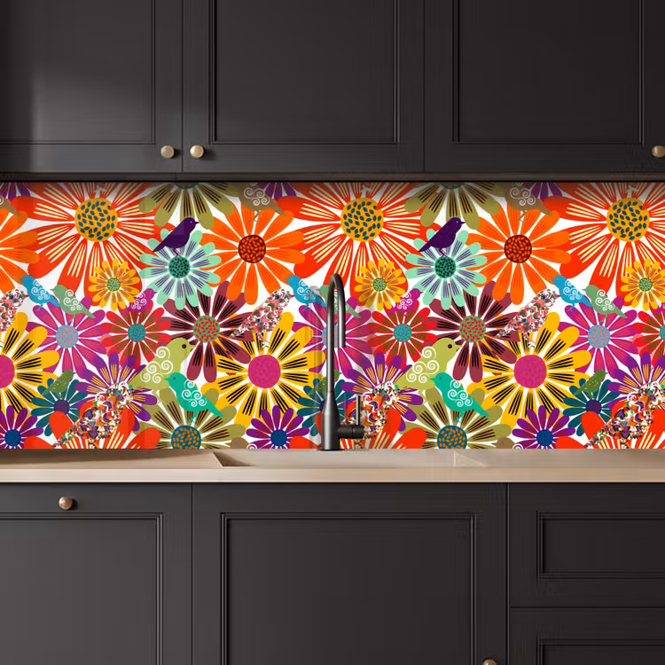 Regenboog - Bloemen - Patronen - Hippie keuken achterwand 2 middel 871 -sfeer1