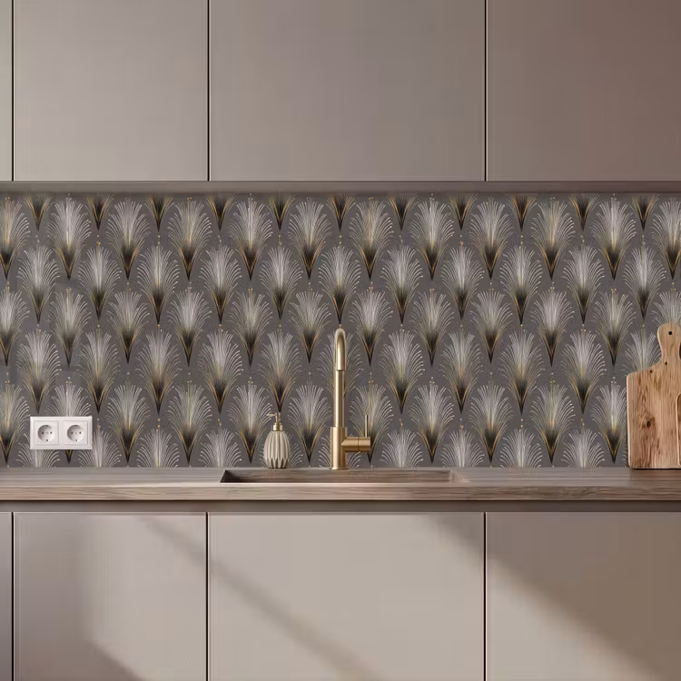 Waaierstralen - Goud - Antraciet keuken achterwand 2 middel 871 zz_3dshopping