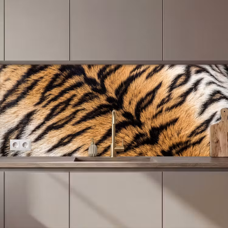 Realistisch - Tijgervacht - Zwart keuken achterwand 2 middel zz_3dshopping