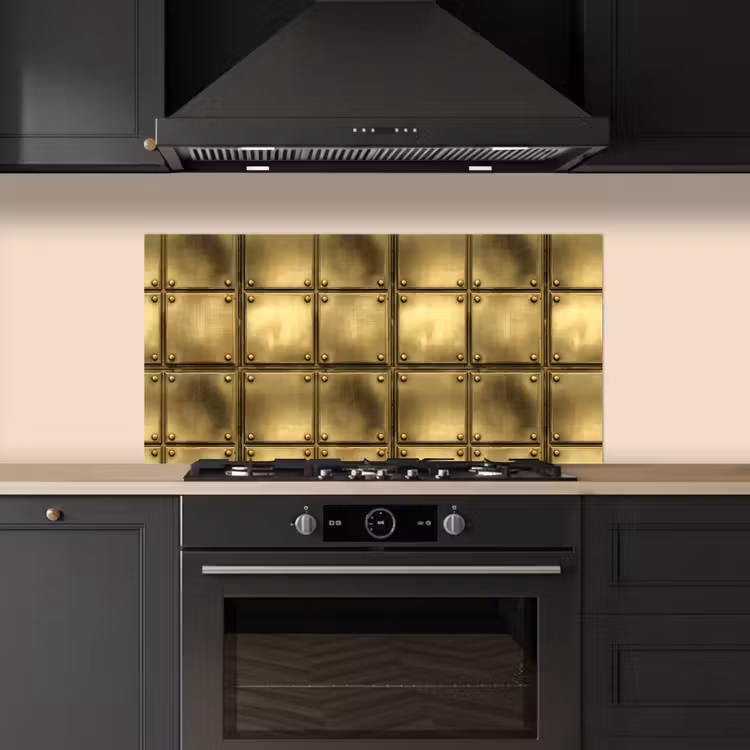 Platen - Industrieel - Stoer - Goud keuken achterwand spatscherm middel 899 -sfeer1