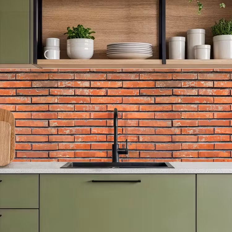 Rood - Bakstenen - Muur - Beschadiging keuken achterwand 2 middel 871 -sfeer3