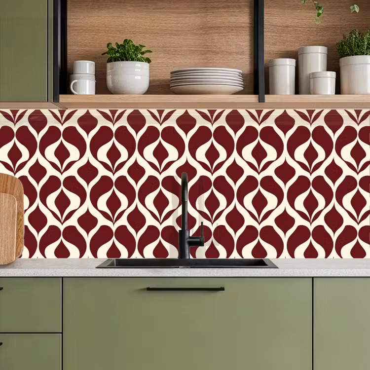 Rood - Druppelpatroon - Grafisch keuken achterwand 2 middel 871 -sfeer3