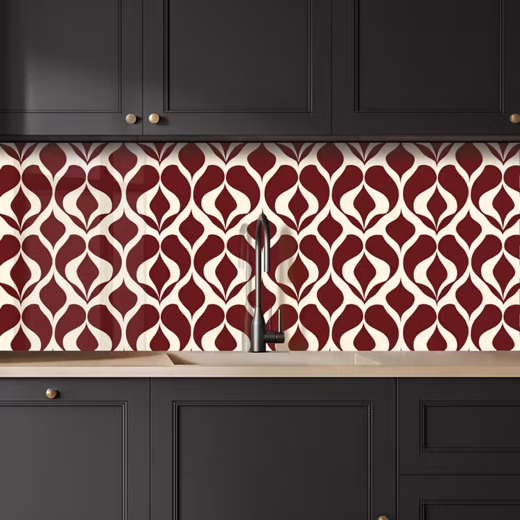 Rood - Druppelpatroon - Grafisch keuken achterwand 2 middel 871 -sfeer1
