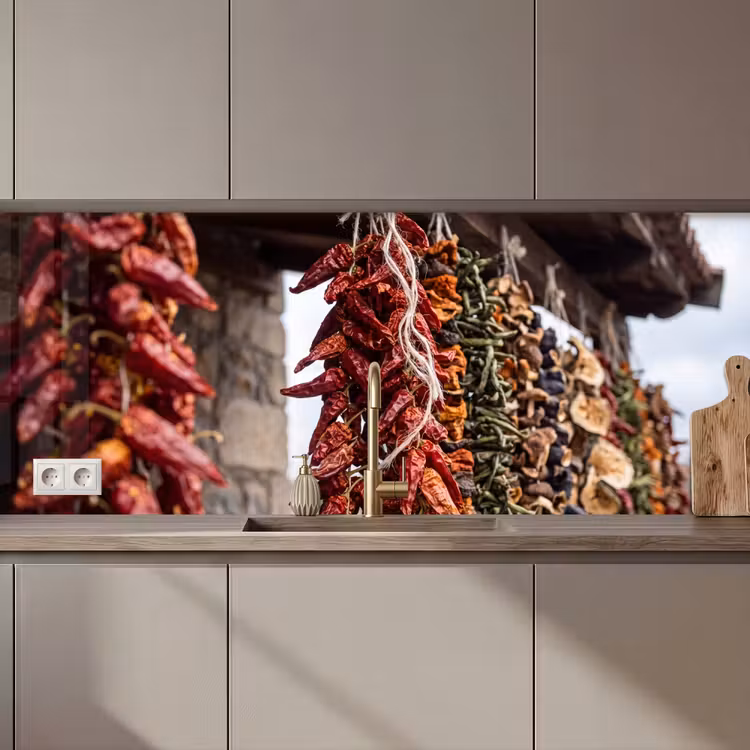 Kitchen Wall Splashback - Red Peppers - Food - Rode pepers - Eten keuken achterwand 2 middel zz_3dshopping
