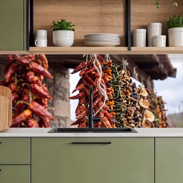 Kitchen Wall Splashback - Red Peppers - Food - Rode pepers - Eten keuken achterwand 2 middel