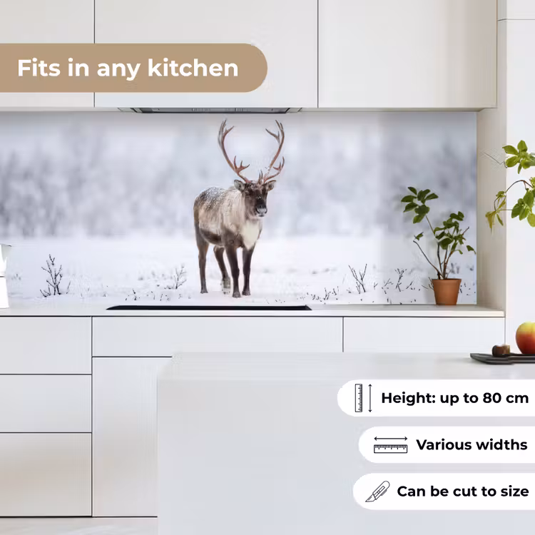 Rendier - Gewei - Toendra - Sneeuw - Wild keuken achterwand 2 middel -sfeer4_UK