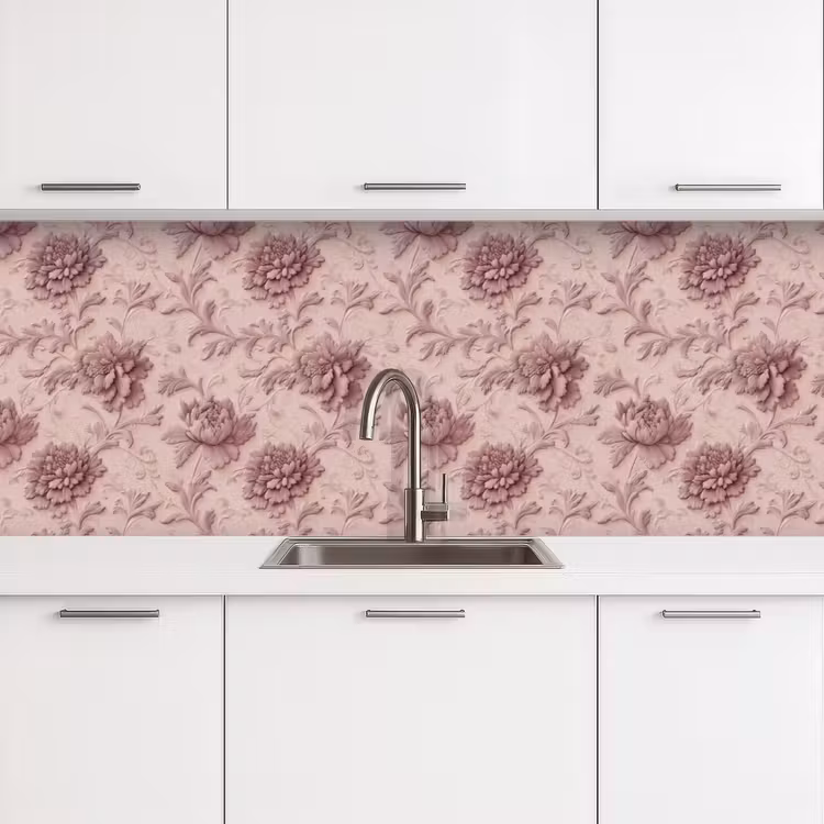 Reliëf - Pioenrozen - Roze keuken achterwand 2 groot 857 -3d