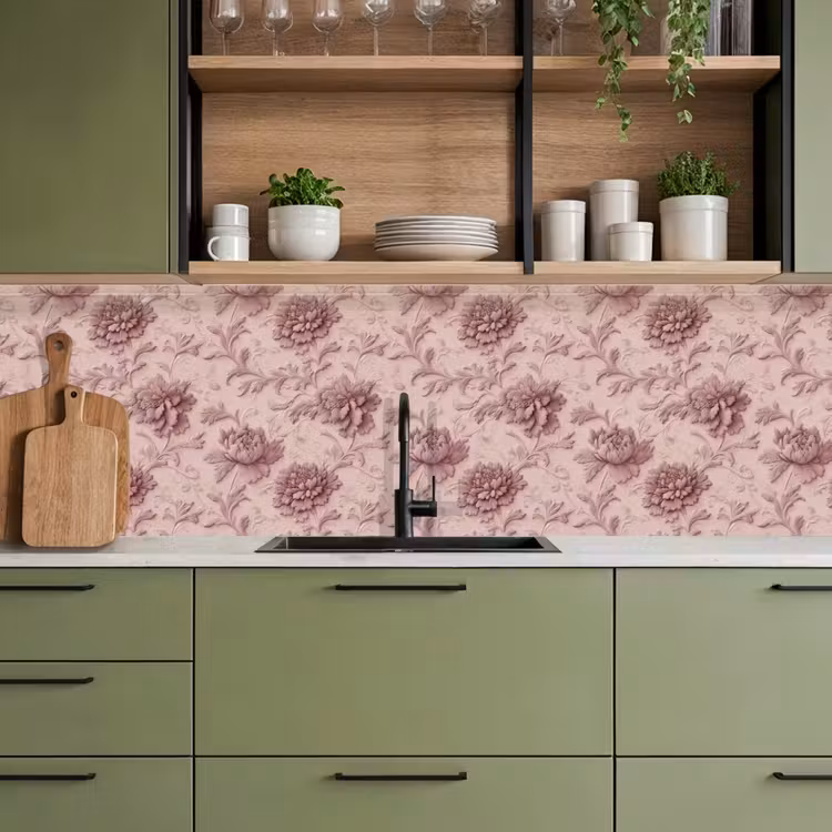 Reliëf - Pioenrozen - Roze keuken achterwand 2 groot 857 -sfeer3