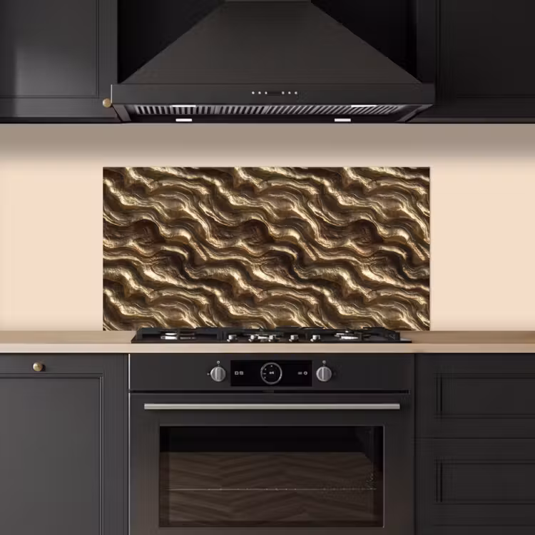 Reliëf - Golven - Abstract - Bronsgoud keuken achterwand spatscherm middel 899 -sfeer1