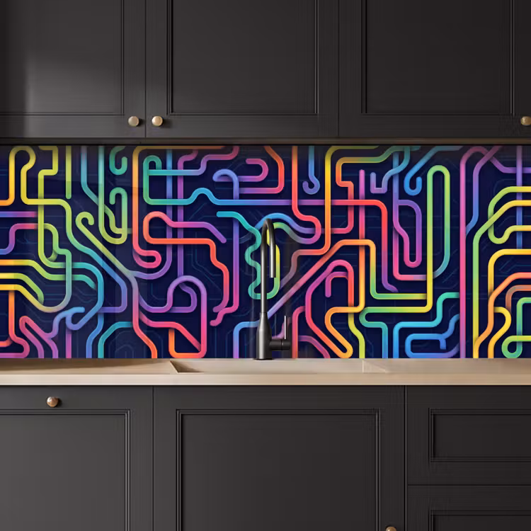Retro - Abstract - Neon keuken achterwand 2 middel -sfeer1