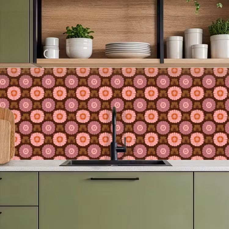 Retro - Madelief - Roze keuken achterwand 2 middel 871 -sfeer3